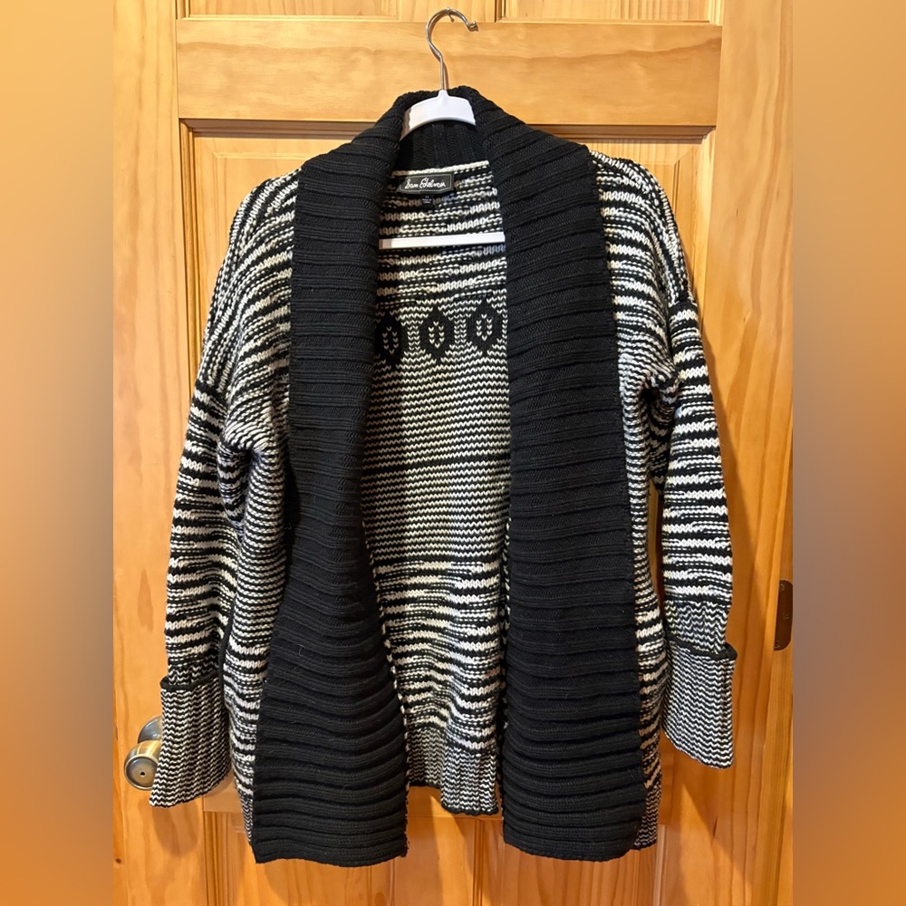 Sam Edelman Wool & Alpaca Blend Open Front Sweater women’s M black/white